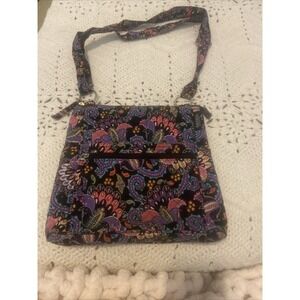 Waverly Inspirations Crossbody Shoulder Bag Purple Paisley Purse Carry On